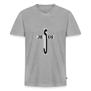 Jesus / Christianity / Catholic - Men's Premium Organic T-shirt with V-neck - heather grey - Front