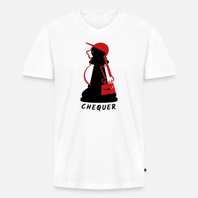 Chequer - Männer Premium Bio T-Shirt mit V-Ausschnitt - Weiß