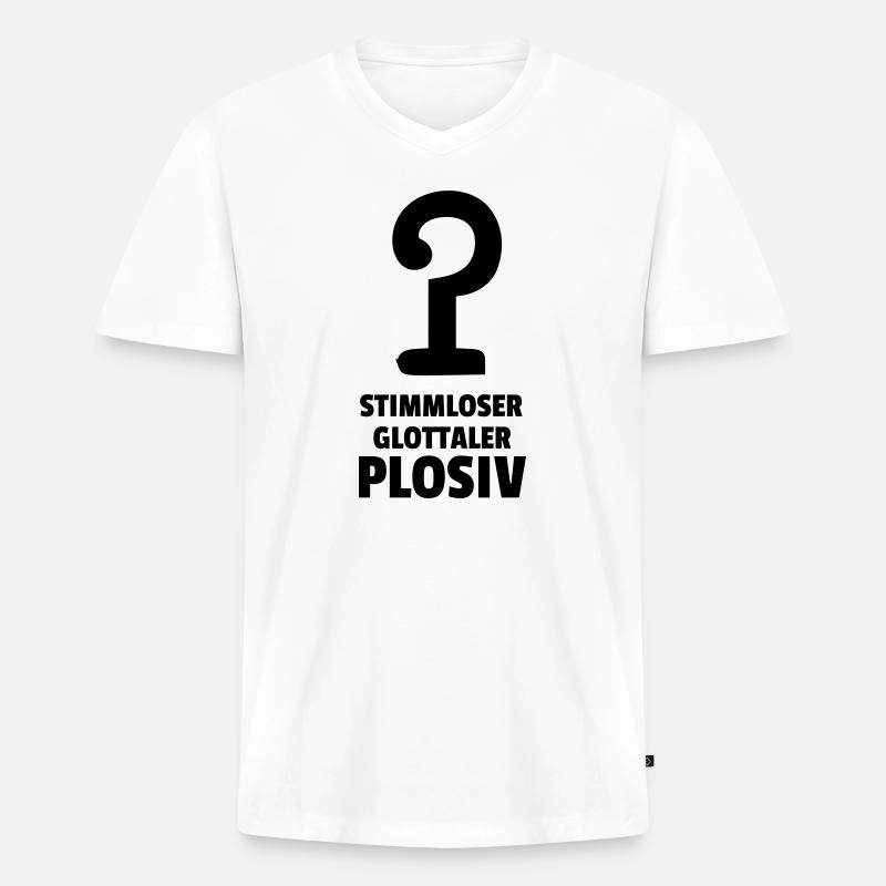 stimmloser glottaler Plosiv - Männer Premium Bio T-Shirt mit V-Ausschnitt - Weiß