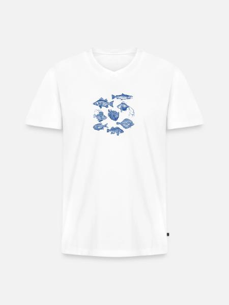Fishes for compliments - Men's Premium Organic T-shirt with V-neck - white