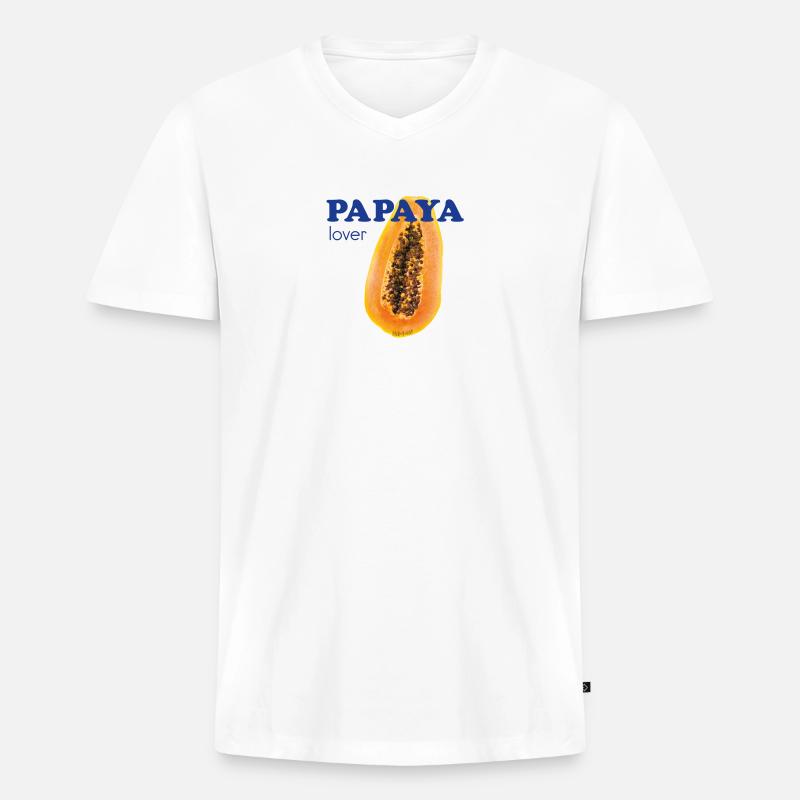 Papaya Lover - Männer Premium Bio T-Shirt mit V-Ausschnitt - Weiß