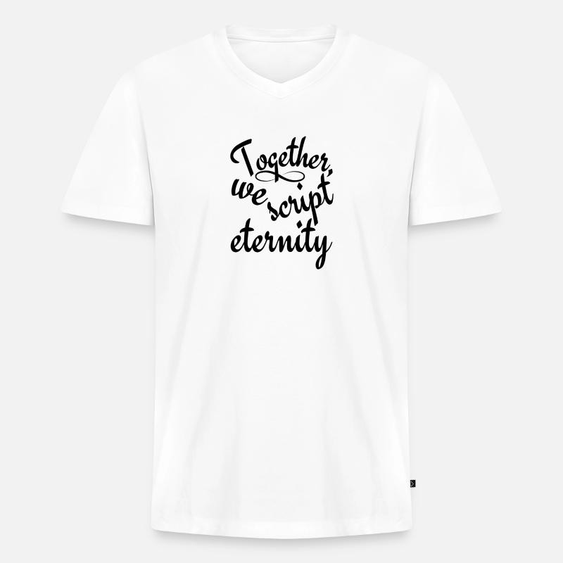 together, we script eternity - Männer Premium Bio T-Shirt mit V-Ausschnitt - Weiß