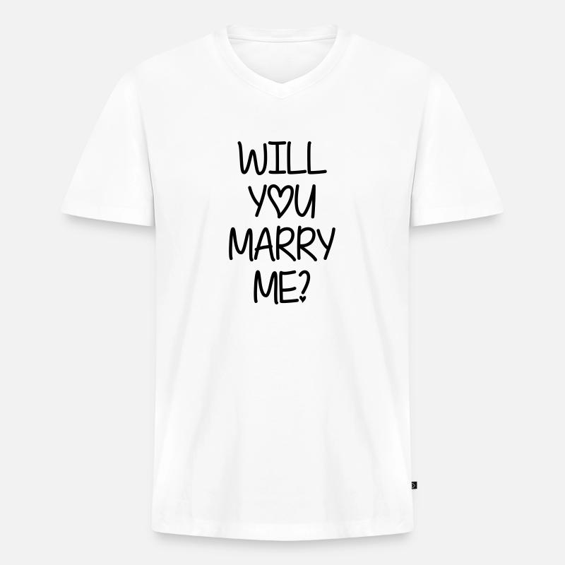 Will you marry me? - Männer Premium Bio T-Shirt mit V-Ausschnitt - Weiß