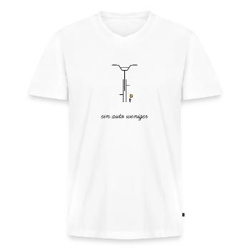 Fahrrad - Ein Auto weniger - Männer Premium Bio T-Shirt mit V-Ausschnitt - Weiß - Vorne - Nico (187cm)