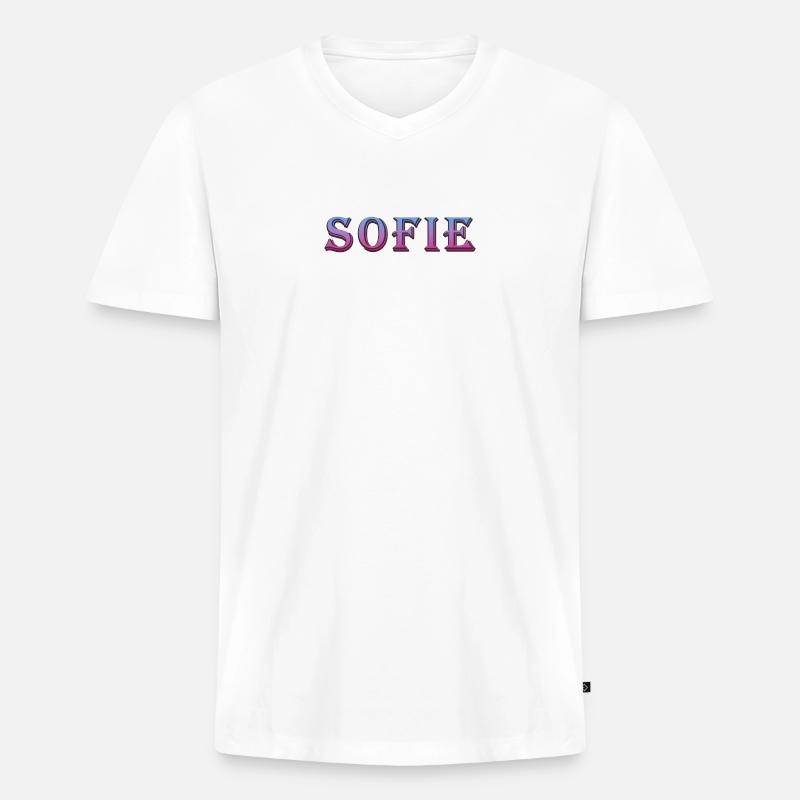 Farbenfroher 3D-Text mit Glitzereffekt - Männer Premium Bio T-Shirt mit V-Ausschnitt - Weiß