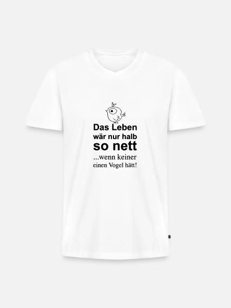 DasLebenWaereNurHalb_gr - Männer Premium Bio T-Shirt mit V-Ausschnitt - Weiß