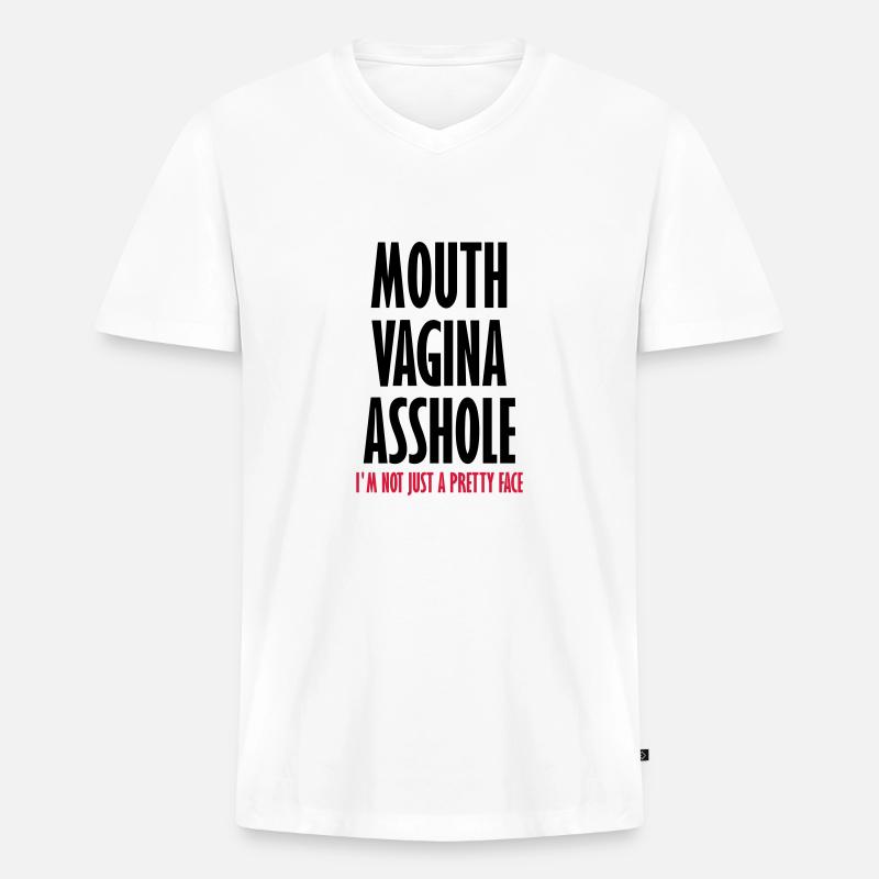 Hübsches Gesicht - Männer Premium Bio T-Shirt mit V-Ausschnitt - Weiß