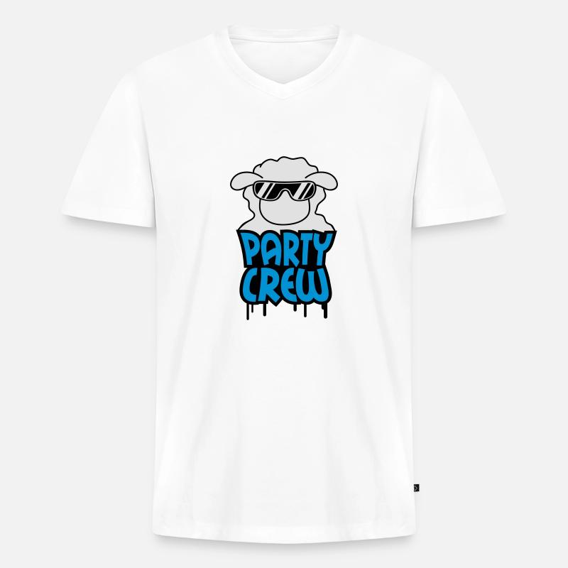 Party Crew Sheep - Männer Premium Bio T-Shirt mit V-Ausschnitt - Weiß