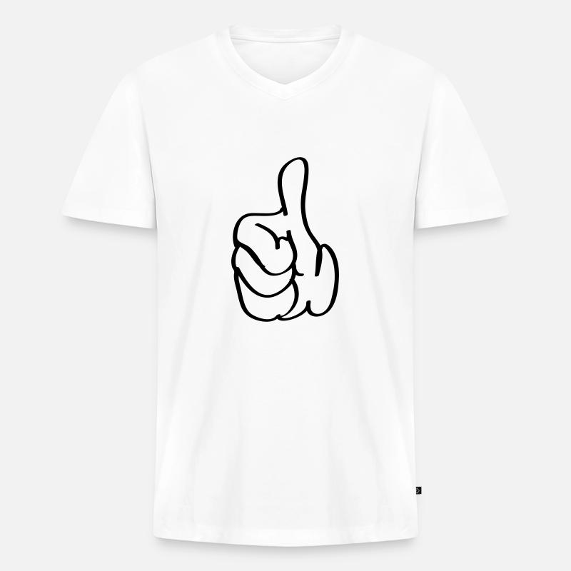 daumen_hoch_1 - Männer Premium Bio T-Shirt mit V-Ausschnitt - Weiß