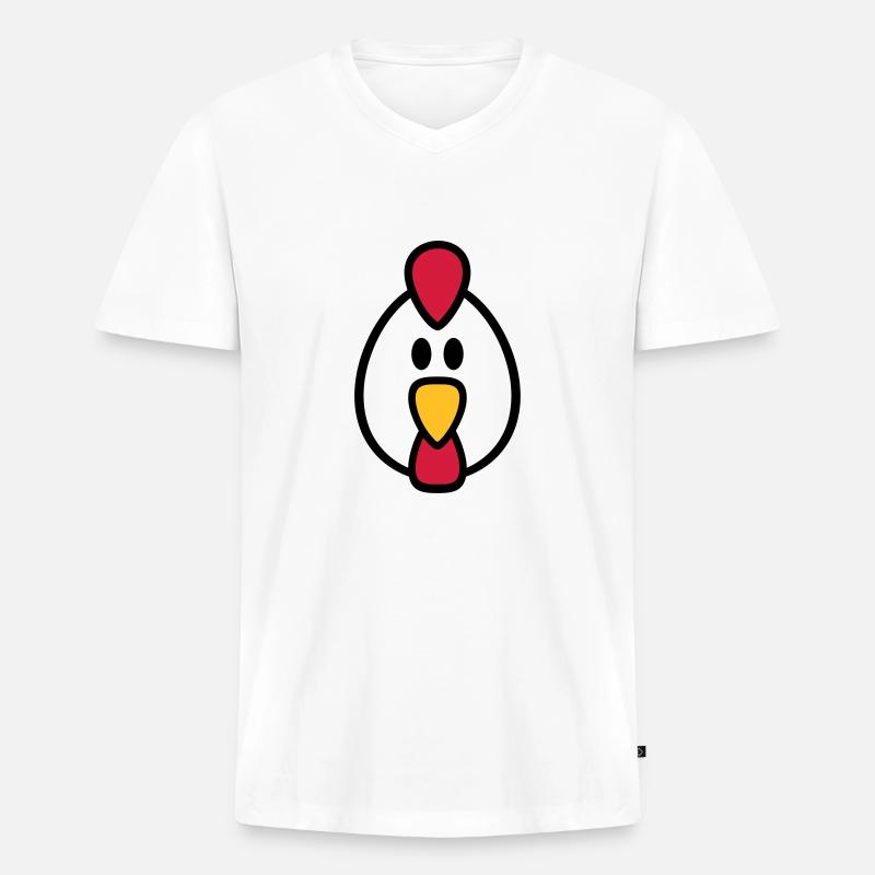 Huhn - Männer Premium Bio T-Shirt mit V-Ausschnitt - Weiß