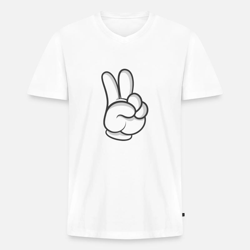 peace zeichen - Männer Premium Bio T-Shirt mit V-Ausschnitt - Weiß
