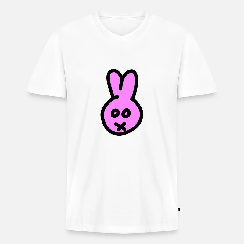 Bunny 2c - Männer Premium Bio T-Shirt mit V-Ausschnitt - Weiß