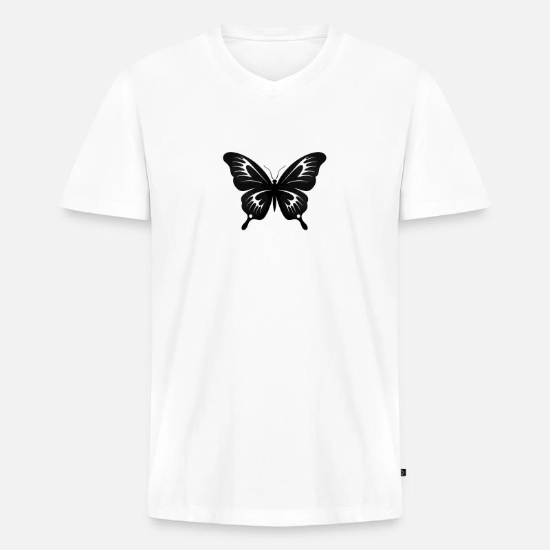 Schmetterling - Männer Premium Bio T-Shirt mit V-Ausschnitt - Weiß