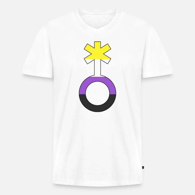 Non-binary symbol non-binary non-binary gender - Men's Premium Organic T-shirt with V-neck - white