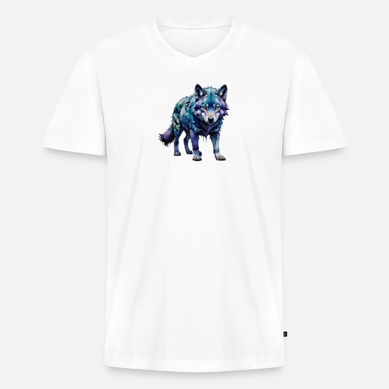 wolfwelpe - Männer Premium Bio T-Shirt mit V-Ausschnitt - Weiß