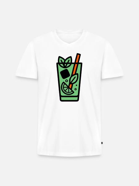 Icône du cocktail Mojito - T-shirt encolure en V Premium bio Homme - blanc