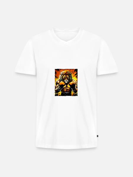 Löwe Boxer Boxen - Männer Premium Bio T-Shirt mit V-Ausschnitt -