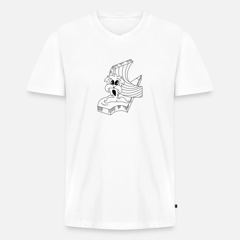 Pinguinmann auf Eisscholle - Männer Premium Bio T-Shirt mit V-Ausschnitt - Weiß