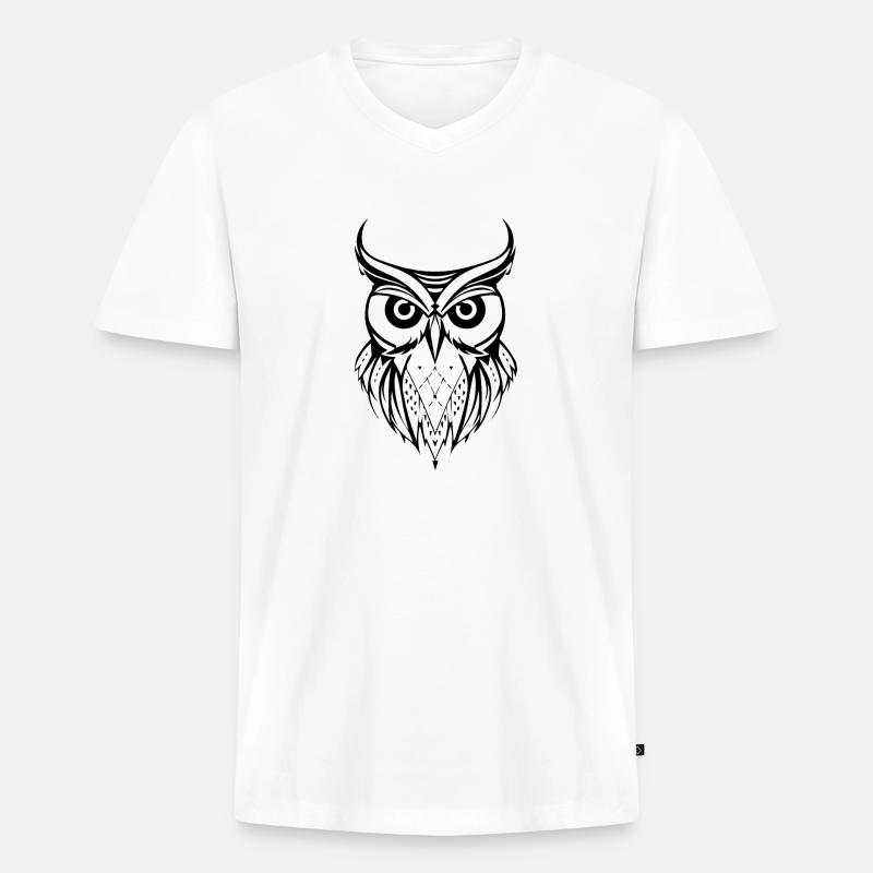 Eule Eulen Vogel Vögel - Männer Premium Bio T-Shirt mit V-Ausschnitt - Weiß