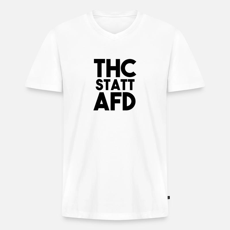 THC statt AfD Statement - Männer Premium Bio T-Shirt mit V-Ausschnitt - Weiß