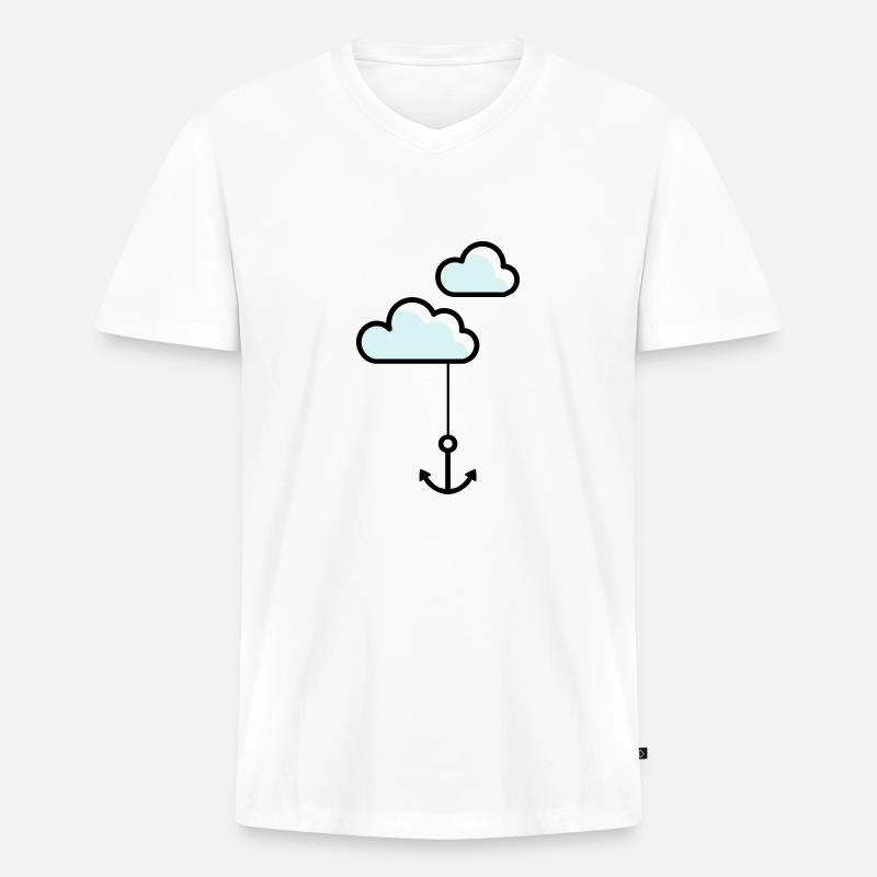 Anker mit Wolke - Männer Premium Bio T-Shirt mit V-Ausschnitt - Weiß