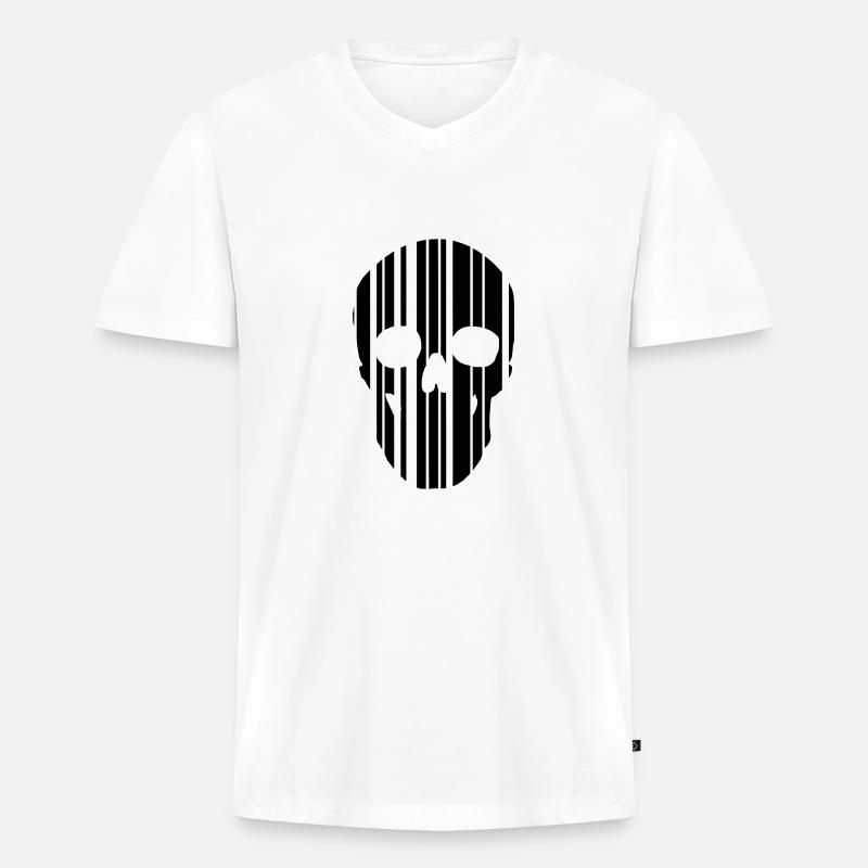 Barcode Schädel - Männer Premium Bio T-Shirt mit V-Ausschnitt - Weiß