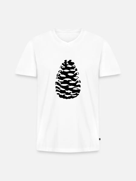 Tannenzapfen Zapfen Pine - Männer Premium Bio T-Shirt mit V-Ausschnitt - Weiß