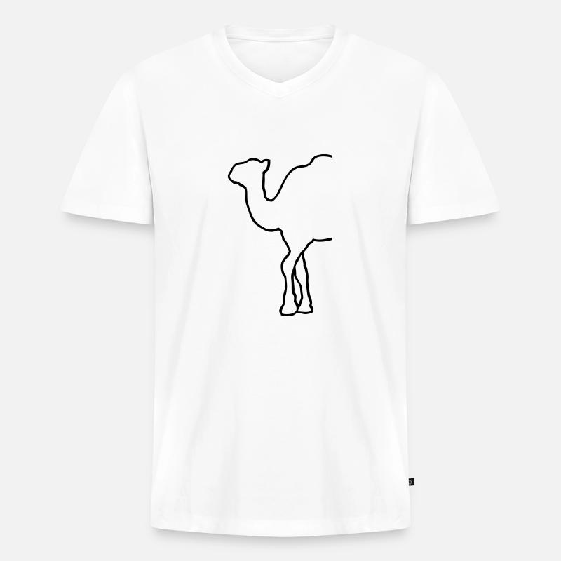 Camel - Kamel - Dromedar - Männer Premium Bio T-Shirt mit V-Ausschnitt - Weiß
