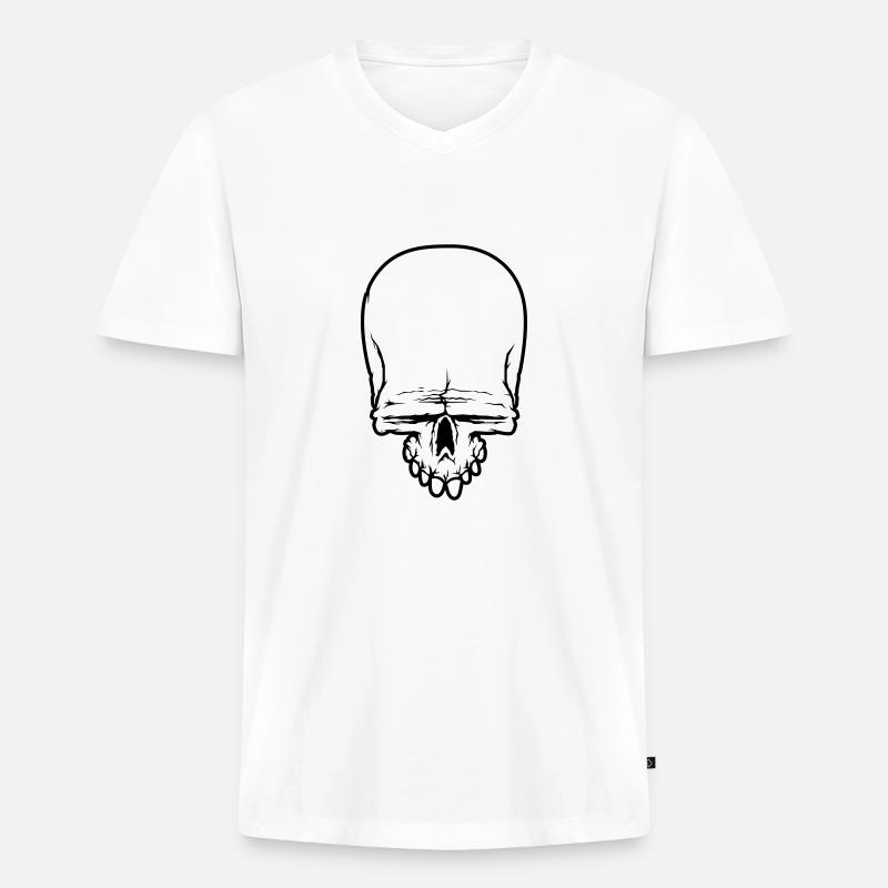 schädel skull - Männer Premium Bio T-Shirt mit V-Ausschnitt - Weiß