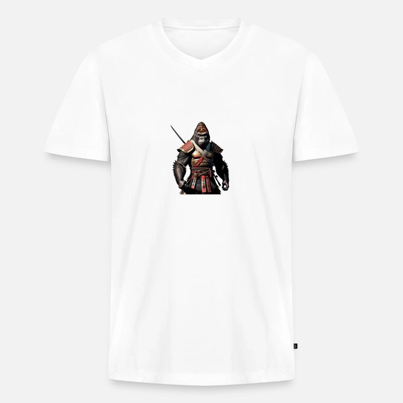 The Ninja Gorilla - Männer Premium Bio T-Shirt mit V-Ausschnitt - Weiß