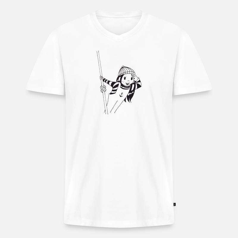 Matrose das Mädchen - Männer Premium Bio T-Shirt mit V-Ausschnitt - Weiß