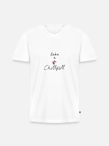 take a chillpill - Men's Premium Organic T-shirt with V-neck - white