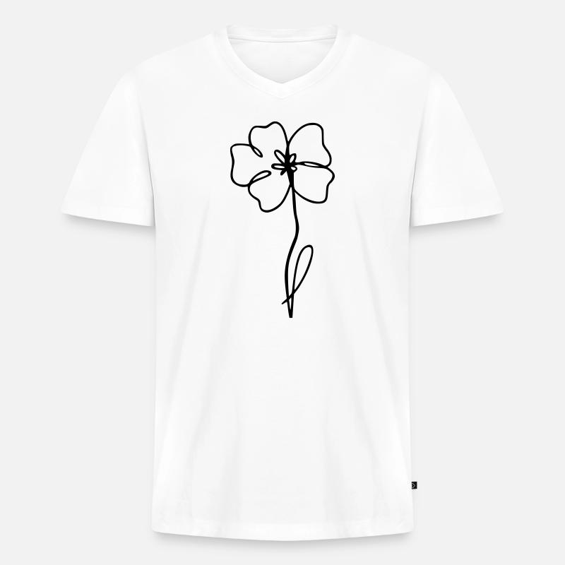 Mohn - Männer Premium Bio T-Shirt mit V-Ausschnitt - Weiß