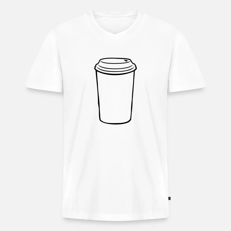 Becher Kaffee to go - Männer Premium Bio T-Shirt mit V-Ausschnitt - Weiß