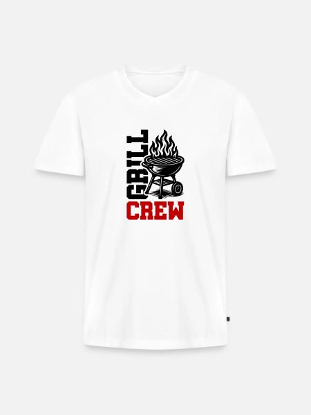 Grill Crew - Men's Premium Organic T-shirt with V-neck - white