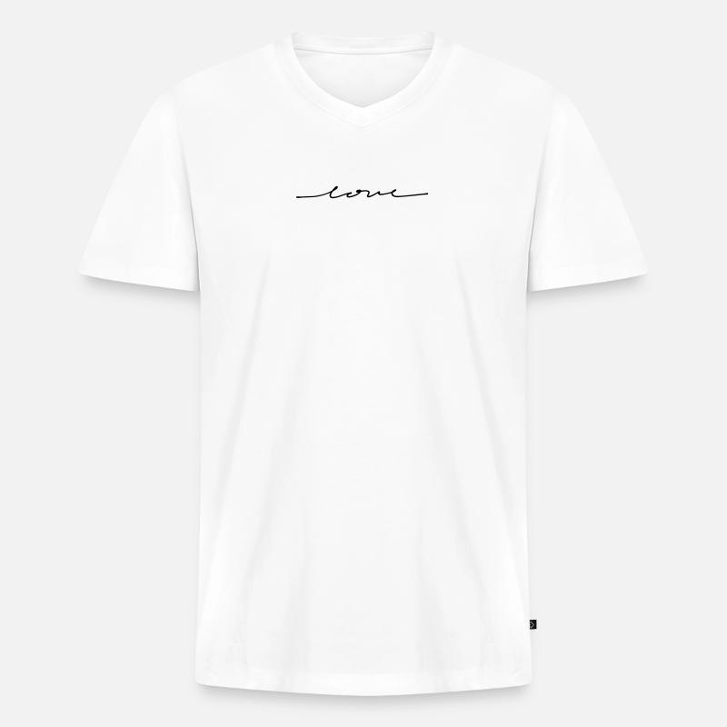 love - Männer Premium Bio T-Shirt mit V-Ausschnitt - Weiß