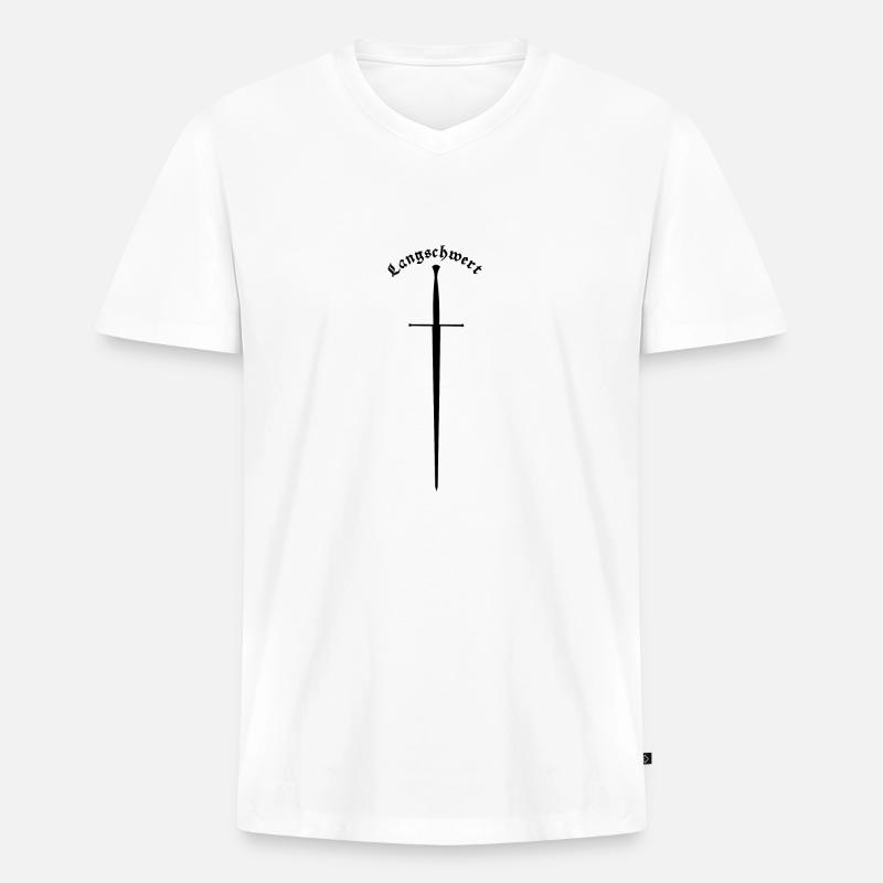 Langes Schwert - Männer Premium Bio T-Shirt mit V-Ausschnitt - Weiß