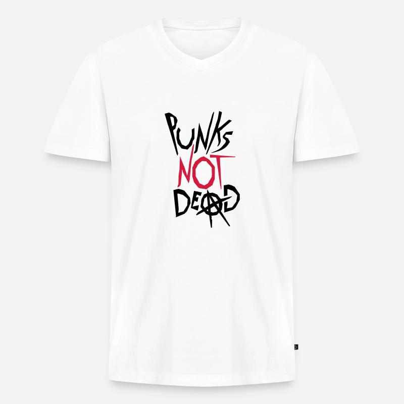 punks not dead Zitat - Männer Premium Bio T-Shirt mit V-Ausschnitt - Weiß