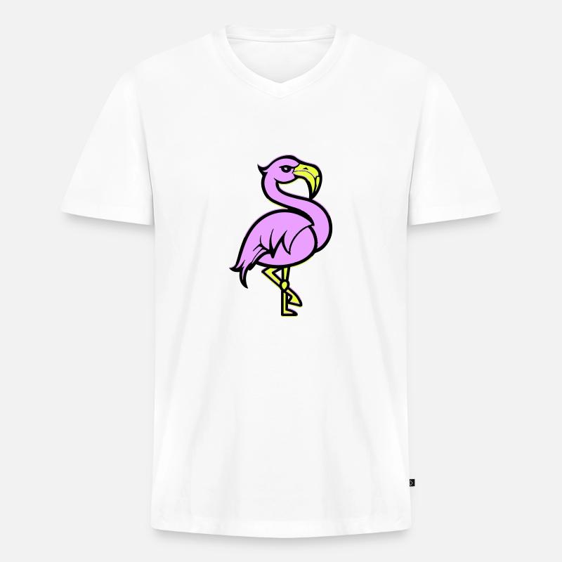 flamingo comic - Männer Premium Bio T-Shirt mit V-Ausschnitt - Weiß