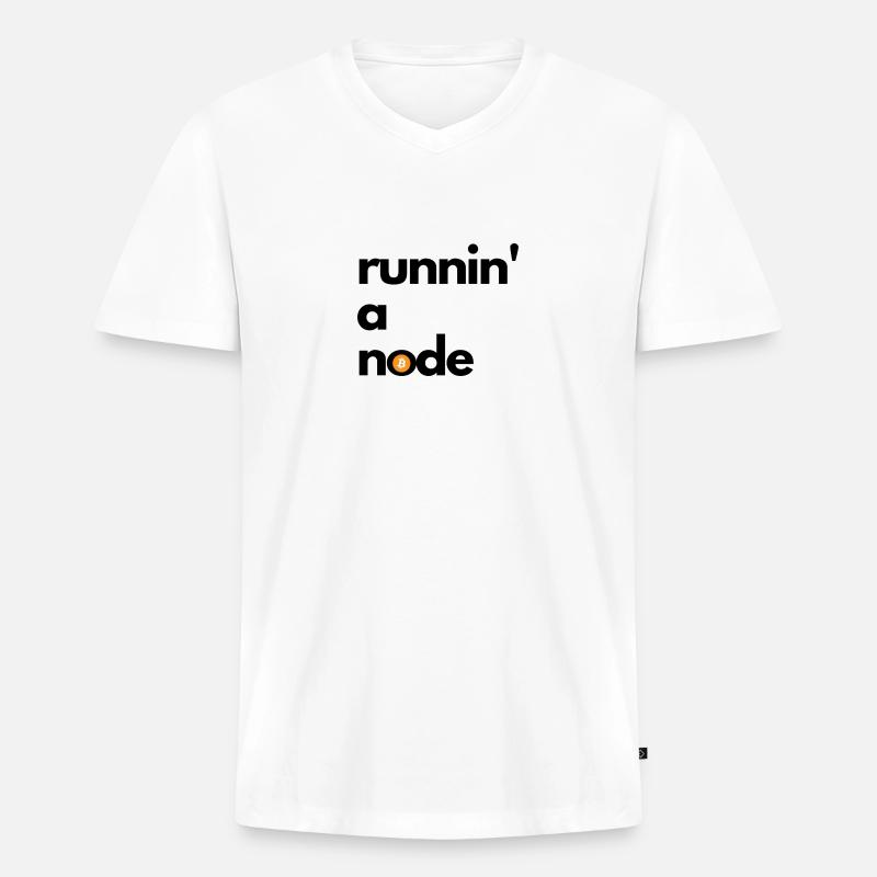 runnin' a node - Männer Premium Bio T-Shirt mit V-Ausschnitt - Weiß