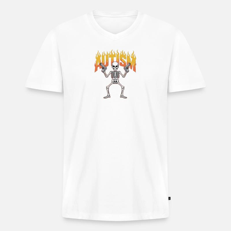 Greta Thunber, G Autismus Hemd - Männer Premium Bio T-Shirt mit V-Ausschnitt - Weiß