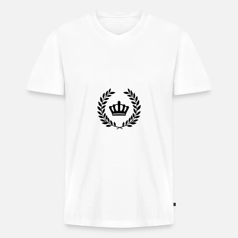 Krone Laurel - Männer Premium Bio T-Shirt mit V-Ausschnitt - Weiß
