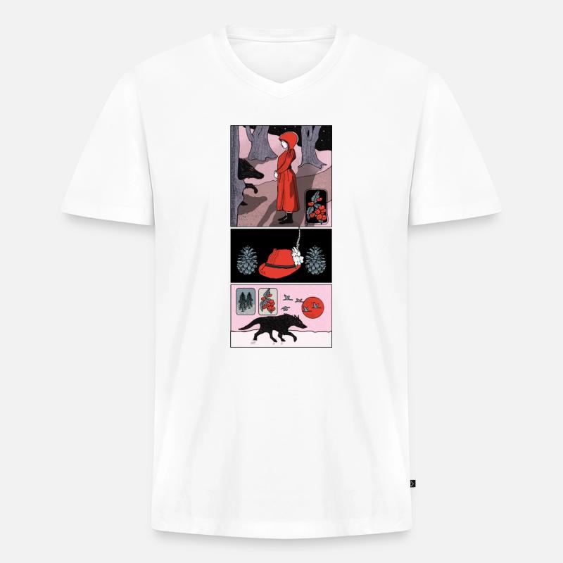 Rotkäppchen Comic - Männer Premium Bio T-Shirt mit V-Ausschnitt - Weiß