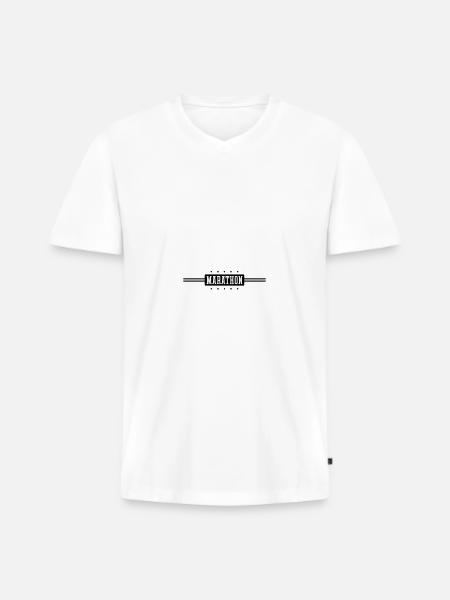 Marathon Running - Men's Premium Organic T-shirt with V-neck - white