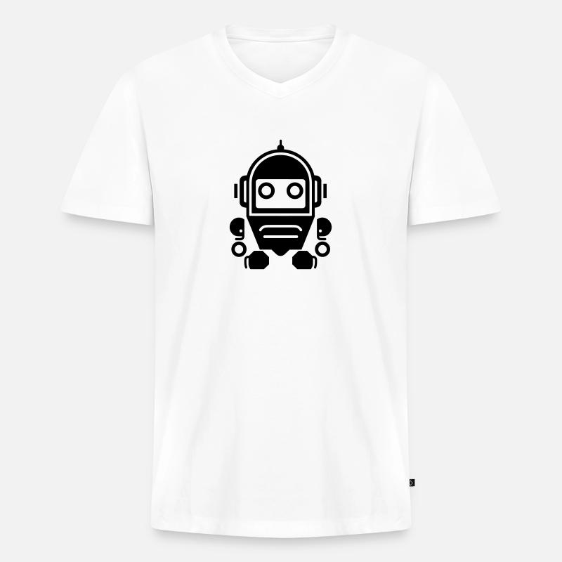Roboter - Männer Premium Bio T-Shirt mit V-Ausschnitt - Weiß