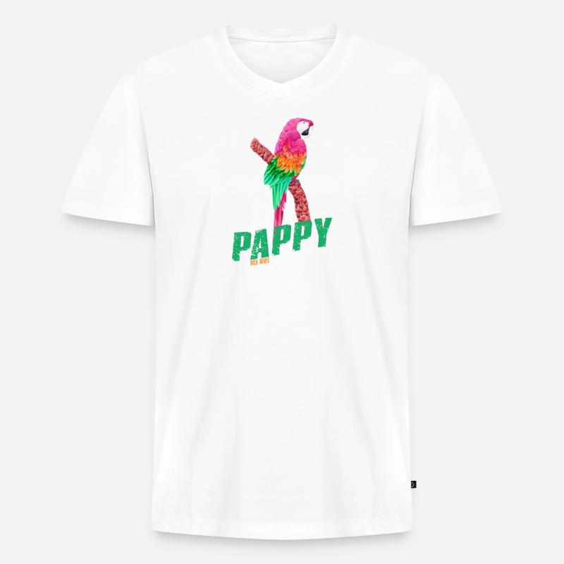 PAPPY - Männer Premium Bio T-Shirt mit V-Ausschnitt - Weiß
