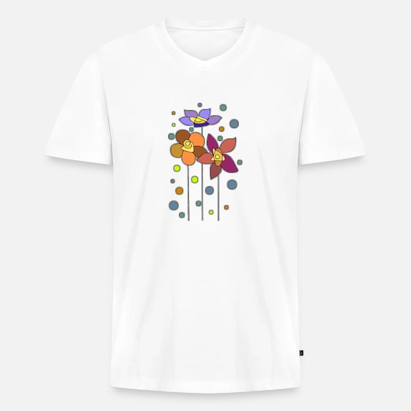 Blumen - Männer Premium Bio T-Shirt mit V-Ausschnitt - Weiß