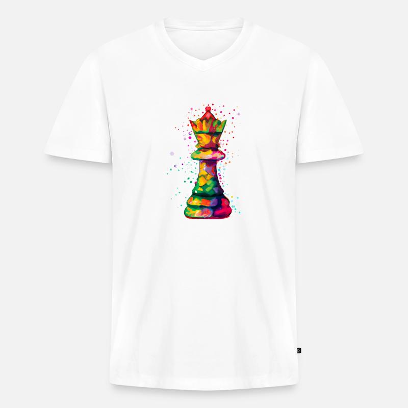 Kunst Schachfigur Königen - Männer Premium Bio T-Shirt mit V-Ausschnitt - Weiß
