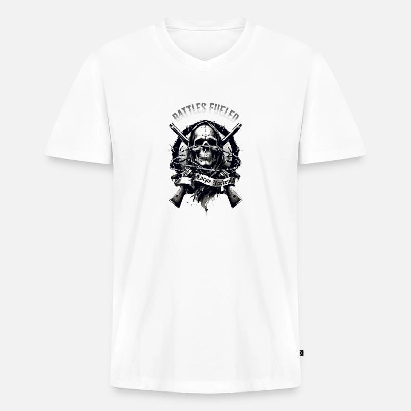 Hunter s Wrath - Männer Premium Bio T-Shirt mit V-Ausschnitt - Weiß