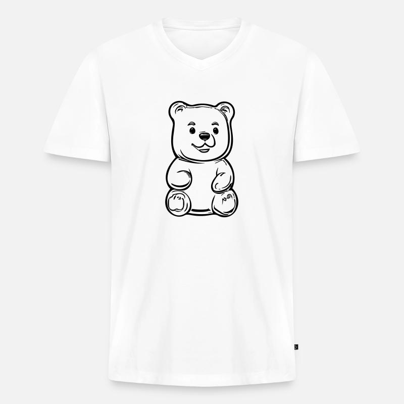 Teddybär - Männer Premium Bio T-Shirt mit V-Ausschnitt - Weiß